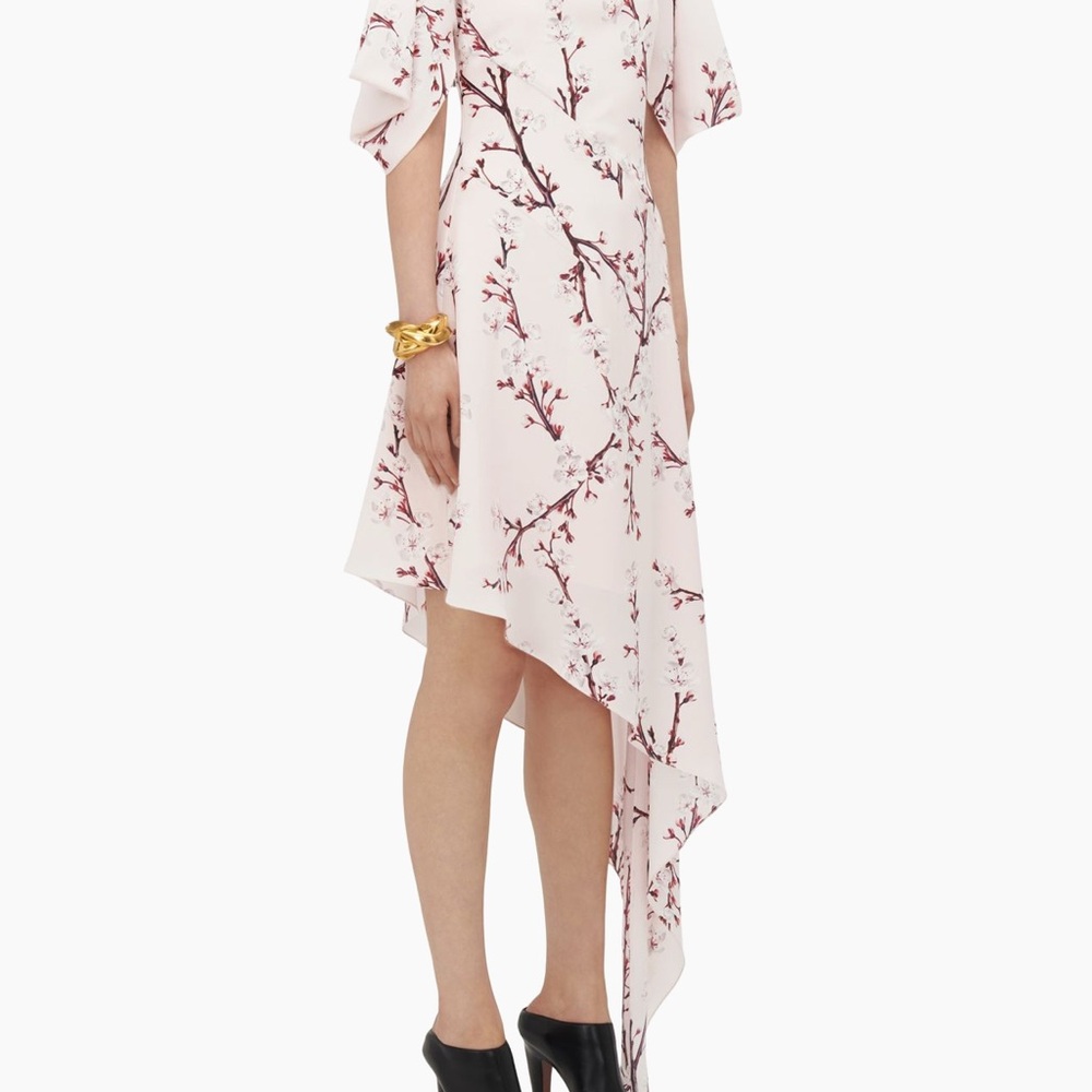 McQueen
Floral Silk Asymmetric Midi-Dress